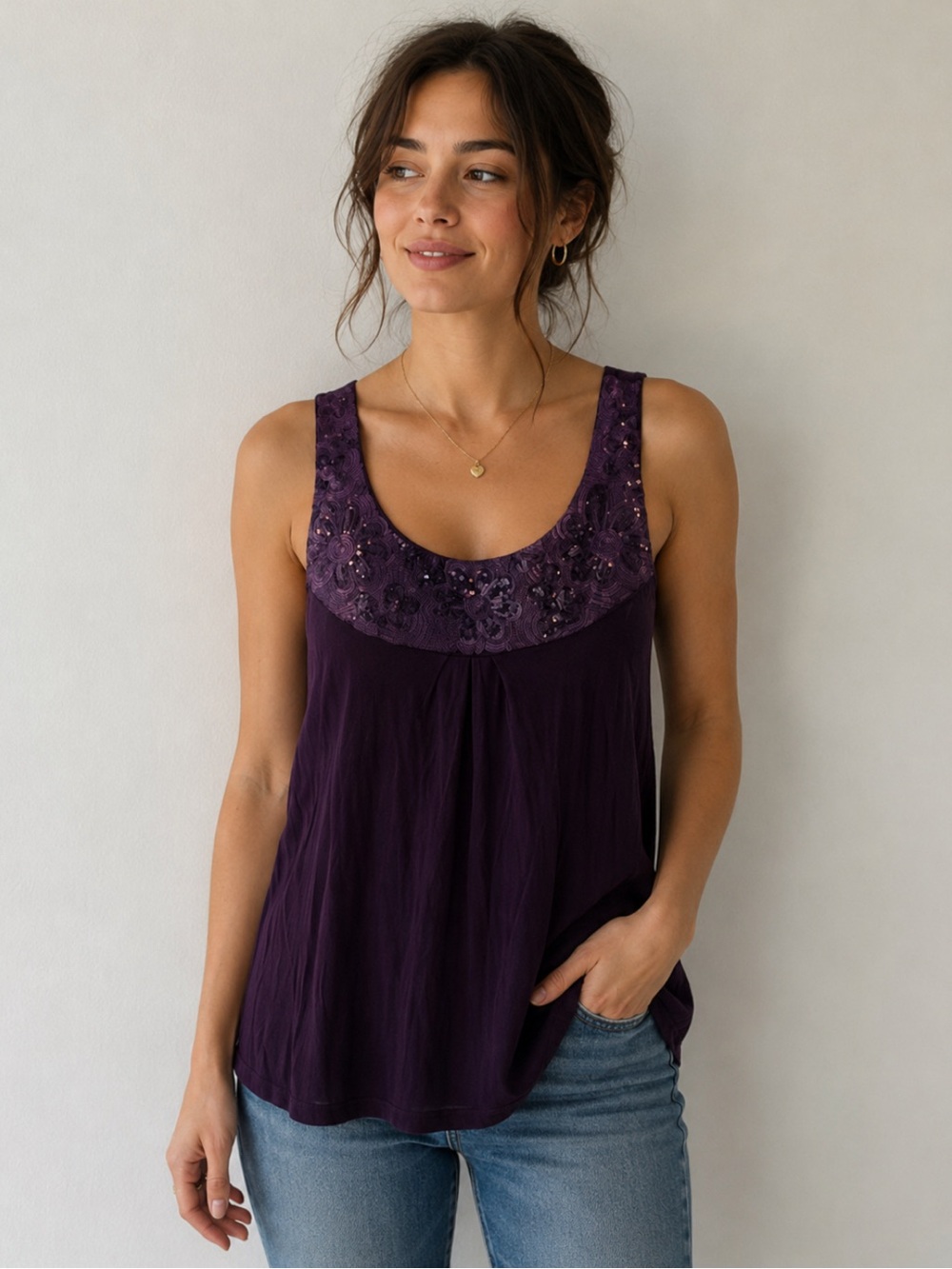 Marseille eggplant purple sleeveless tank top